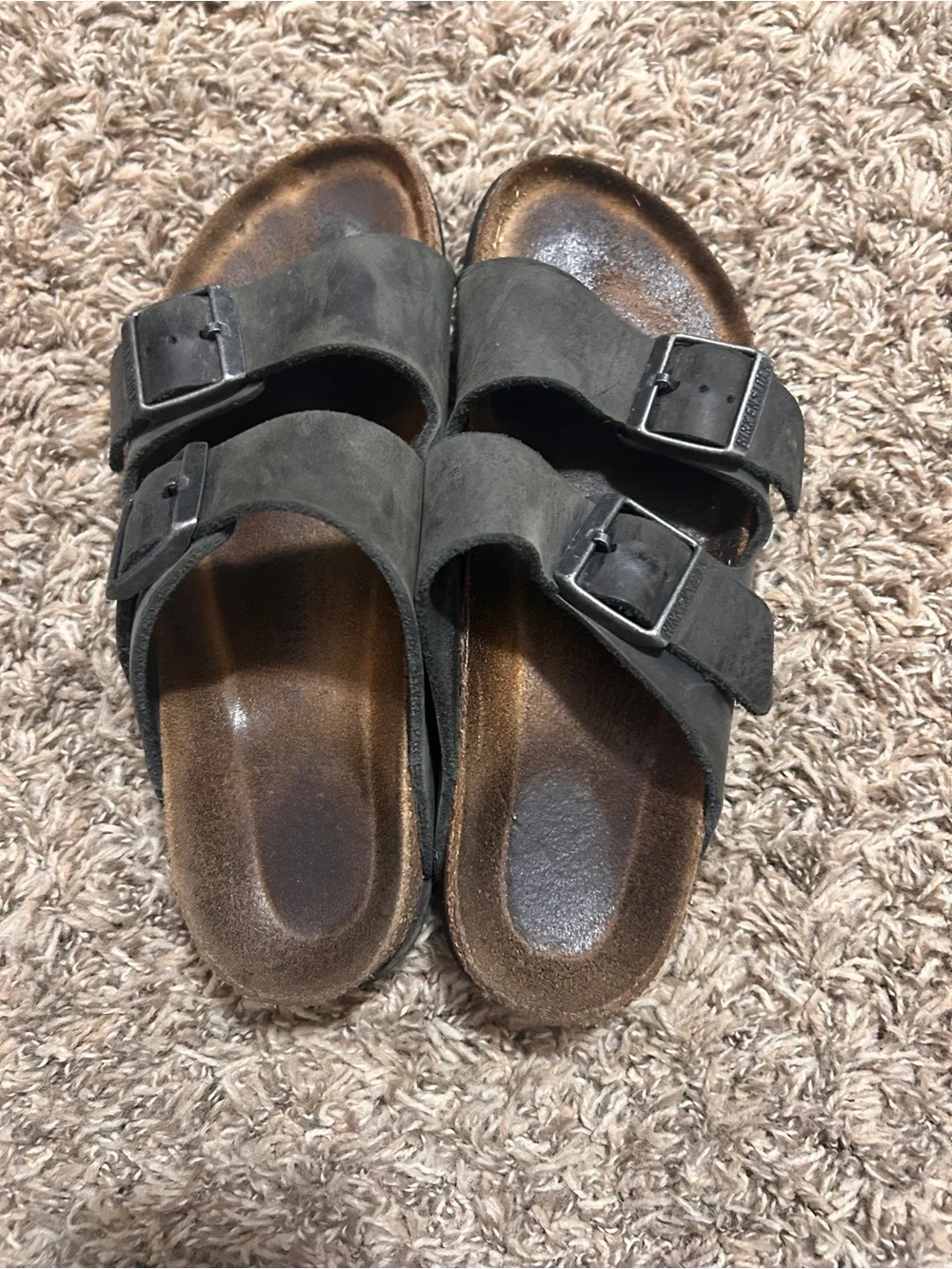 Birkenstock Men’s Double Strap Sandals in Dark Brown/Black